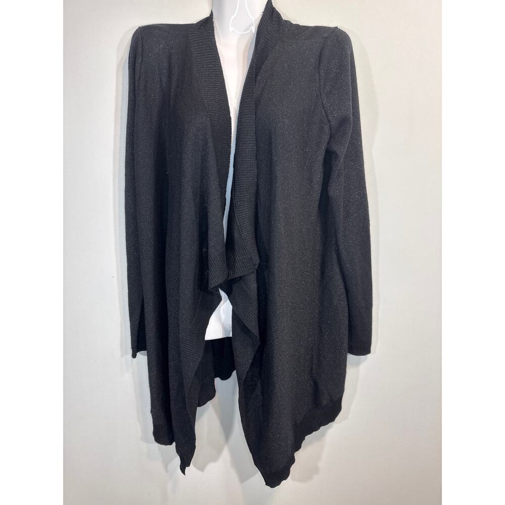 Anthropologie Velvet Silk BLEND Open Black Glitter Cardigan Womens MED Whimsical